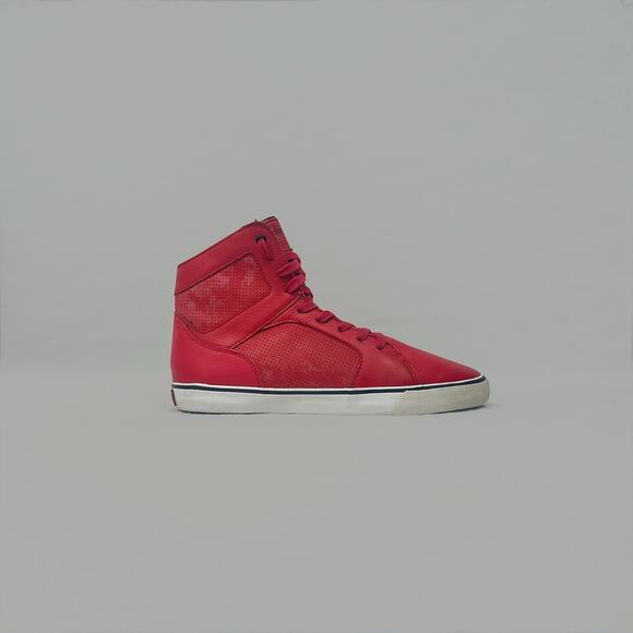 Radii Men’s Simple Leather Red High-Top Sneakers - Size 10.5 - Picture 2 of 6